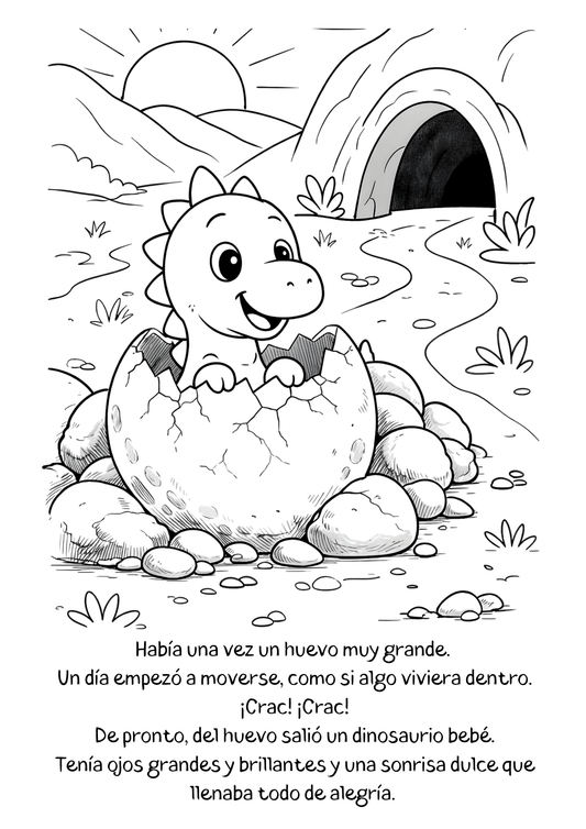 Book for Coloring / El Pequeño Dinosaurio y su Primer Gran Paso / En Español