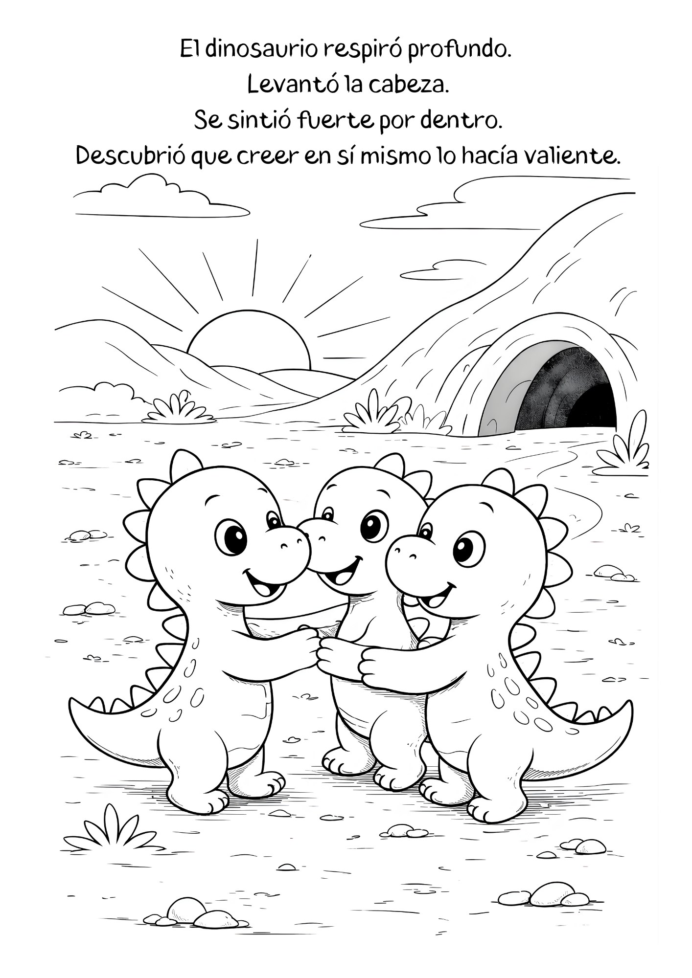 Book for Coloring / El Pequeño Dinosaurio y su Primer Gran Paso / En Español