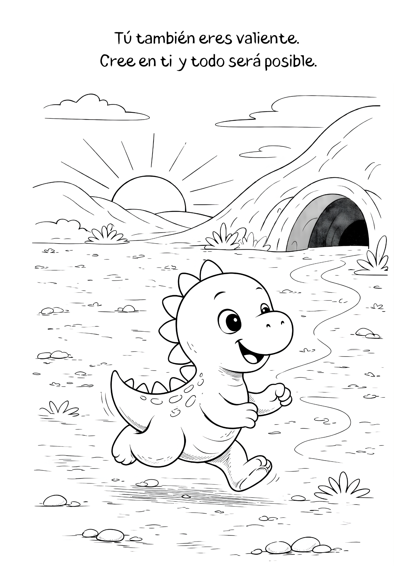 Book for Coloring / El Pequeño Dinosaurio y su Primer Gran Paso / En Español