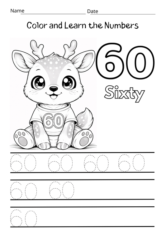 Learning Numbers Coloring Book for Kids, Cute Animal Worksheets | A4 size | Trace and Color Numbers for Preschool &amp; Kindergarten