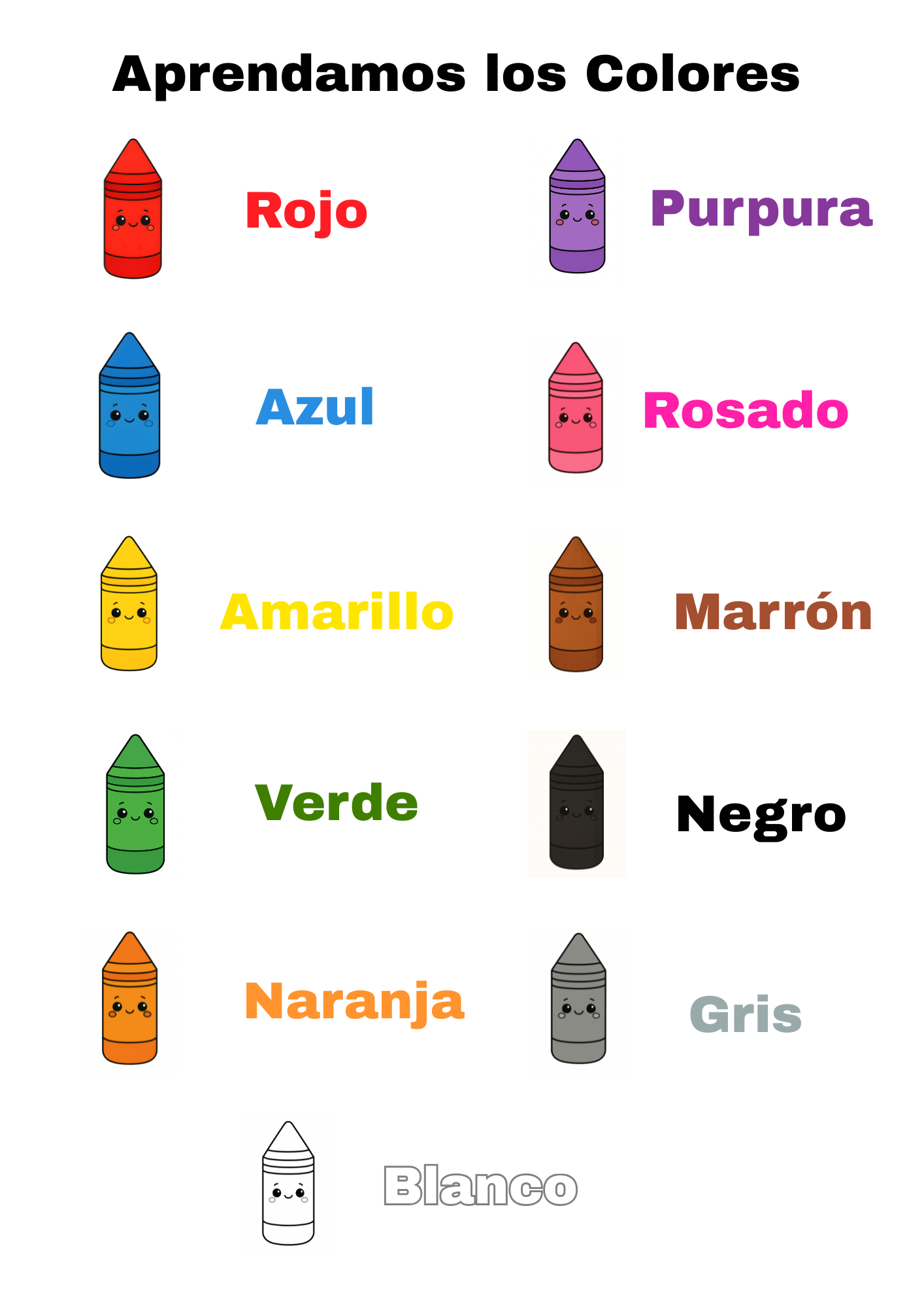 I learn colors in Spanish