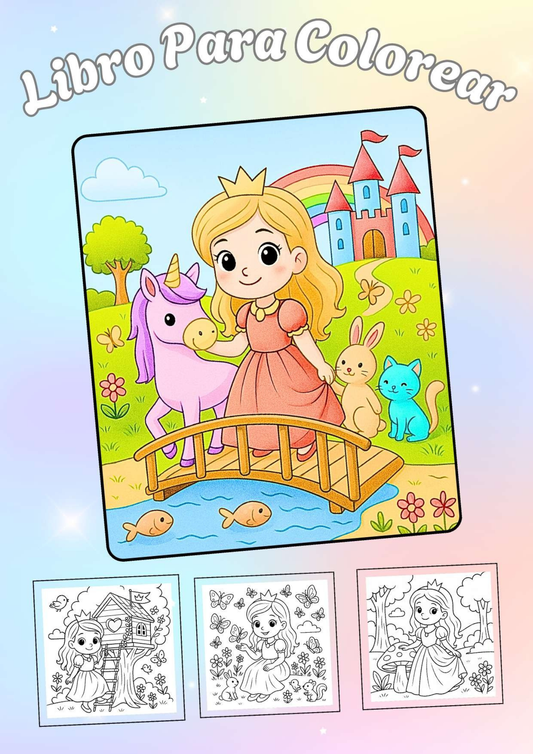 Princess and Unicorn Coloring Book - A fun and magical coloring book for children.